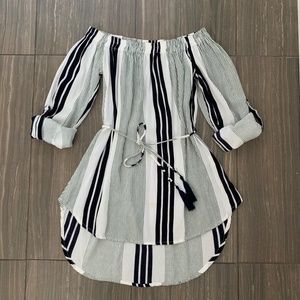 Faithfull the Brand Navy and White Tunic / Mini Dress XS
